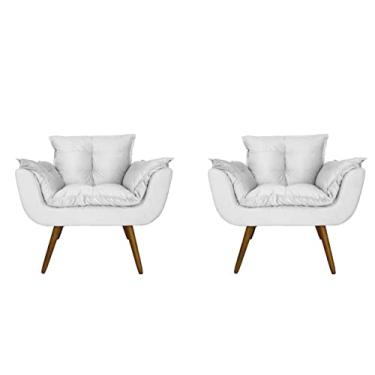 Imagem de Kit 02 Poltronas Decorativa Sala E Recepção Opala Corano Branco - LM DECOR