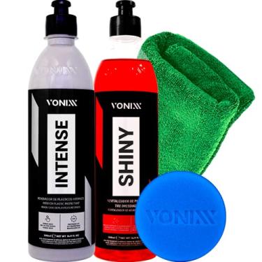Imagem de Kit Revitalizador Restaurado Renovador de Plasticos Internos Intense + Pneu Pretinho Super Brilho Shiny 500ml Vonixx