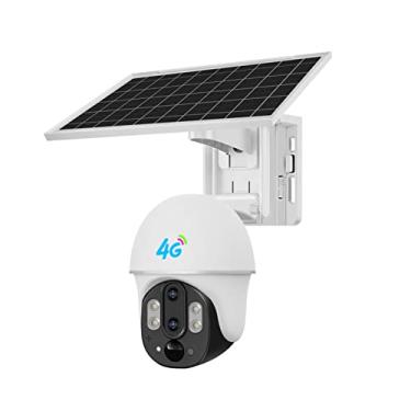 Imagem de Câmera de segurança celular 4G LTE para exterior, sem WiFi, alimentada por bateria solar sem fio, visão noturna, sensor de movimento PIR, áudio bidirecional, à prova d'água IP66