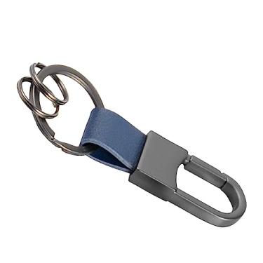 Imagem de Chaveiro para carro Chaveiro masculino Alça de couro PU Clipe de liberação rápida Suporte para chave Acessórios duráveis Chaveiro Chaveiro Chaveiro, Azul