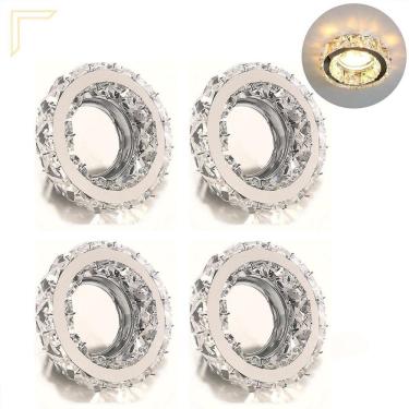 Imagem de 4 Spot Cristal K9 Embutir Inox Redondo Mr16 Gu10 Sala Lup70