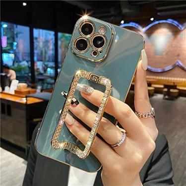 Imagem de 3D Crystal Square Holder Gold Plating Phone Case Para iphone 14 12 Pro Max Mini 11 13 Pro X XS XR 6 S 7 8 Plus SE Cover, T6, para iphone 7Plus ou 8Plus