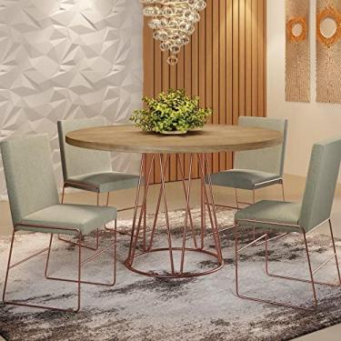 Imagem de Conjunto Sala de Jantar Mesa Mdf/bp e 4 Cadeiras Dubai Mais Decor Linho Bege Areia/cobre/siena