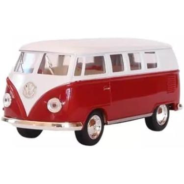 Imagem de Vw Kombi Nacional Metal 1962 Kinsmart 1:32 Vermelha