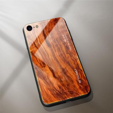 Imagem de Capa de telefone de grão de madeira para iPhone 6 s 6s 7 8 Plus 7Plus 8Plus para iPhone 11 Pro 12 mini X XR XS Max SE 2020 Capa dura de vidro temperado, m6, para iPhone 8 Plus