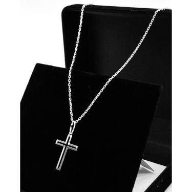 Imagem de Corrente Cordão Prata 925 Italiana 70cm Pingente Crucifixo