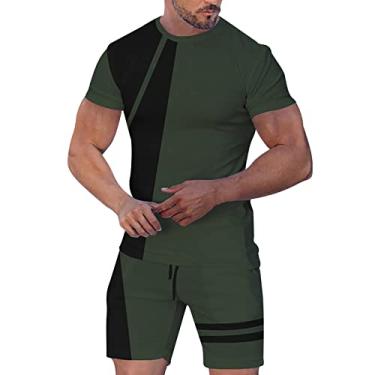 Imagem de Conjunto de colete e calça masculina conjunto esportivo masculino conjunto de 2 peças de manga curta camisetas e shorts bengala doce masculino, Ag, XG
