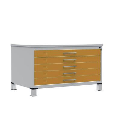 Imagem de Mapoteca de Aço com 05 Gavetas Cinza/Laranja Picasso