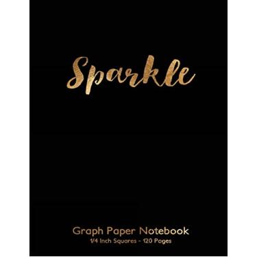 Imagem de Sparkle Graph Paper Notebook 1/4 inch squares 120 pages: 8.5"x11" Notebook Not Ebook with gold Sparkle on black cover, graph paper notebook with ... for math, handwriting, composition, notes.