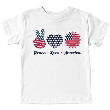 Imagem de Camisa térmica meninos e meninas Dia da Independência paz amor América impressão manga curta camiseta 3 a 14 menino Hi, AC, 13-14 Anos