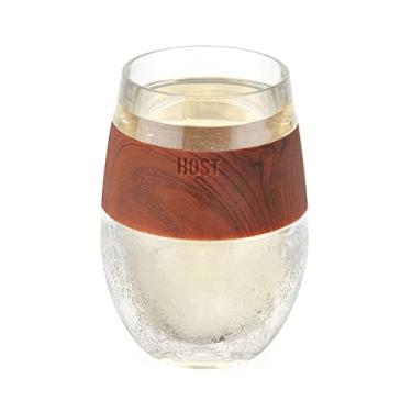 Imagem de HOST Copo de resfriamento, conjunto de 1 copo de água congelável com isolamento de parede dupla com gel congelante, copos para vinho tinto e branco, 250 ml, madeira