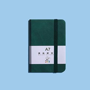 Imagem de BYBYCD Caderno portátil com bolso, bloco de notas, agenda, caderno de esboços, organizador de agenda, memorandos A6/A7, 96 folhas (A7, verde)