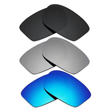Imagem de Alphax 3 pares de lentes polarizadas de substituição para óculos de sol Oakley Chainlink OO9247 - preto + titânio + azul