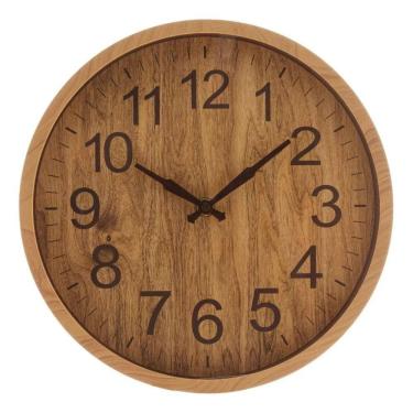 Imagem de Relógio De Parede Estilo Madeira Decoração Boho Chic 30,5cm Cor da estrutura Marrom