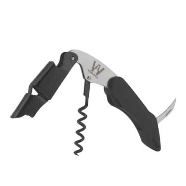 Imagem de Abridor De Vinho Profissional Wine & Cia Tipo Sommelier Saca Rolhas 2 Tempos Com Serrilha Em Aço 304 (ABS Emborrachado)