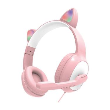 Imagem de Bonito Cute Cat Ears Gaming Headset Fones de ouvido com microfone