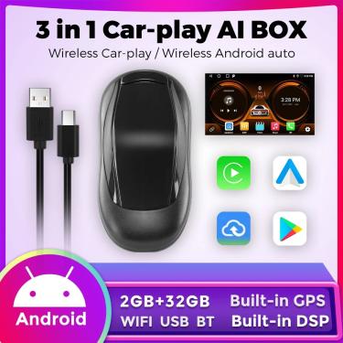 Imagem de Android AI TV Box Wireless para Carplay  Auto Adaptador Inteligente  Suporte YouTube  Netflix  IPTV