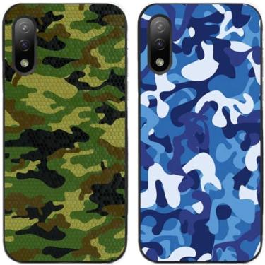 Imagem de 2 peças de capa de telefone traseira de silicone em gel TPU impresso camuflagem legal para telefone Sony Xperia (Sony Xperia Ace II)