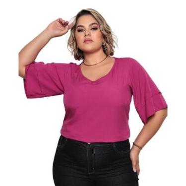 Imagem de Blusa Feminina Plus Size Manga Ampla Modelo Casual Comfort-Feminino