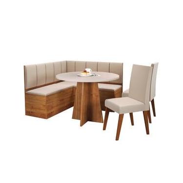 Imagem de Canto Alemão Viero Patrick com 2 Cadeiras Milão - Mel/Bronze