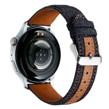 Imagem de Moran Pulseira de couro para relógio jeans de liberação rápida de 18 mm, 20 mm e 22 mm, pulseira de reposição para smartwatch compatível com Samsung Galaxy Watch 7/6/5/4/3, Garmin Watch, Fossil