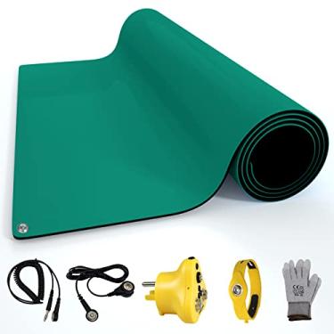 Imagem de Aidacom Tapete de borracha ESD de 76 x 61 cm, almofada antiestática para PC Building Electronic Device Repair Solder Assembly Work, kit de aterramento W/H - antiestático plug pulseira pulseira luvas