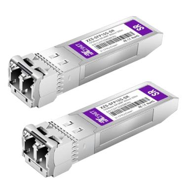 Imagem de XZSNET Transceptor SFP+ 10GBASE-SR, módulo de fibra multimodo SFP+ 10G para LC compatível com Cisco SFP-10G-SR, Ubiquiti UniFi UF-MM-10G, Mikrotik S+85DLC03D, Meraki, Netgear, D-Link e mais, pacote