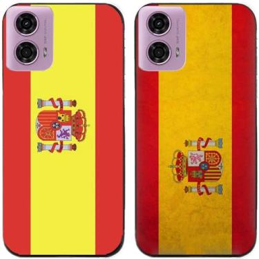Imagem de 2 peças impressas TPU gel silicone capa traseira de telefone para Motorola Moto G24 Power / G24-power (bandeira da Espanha)