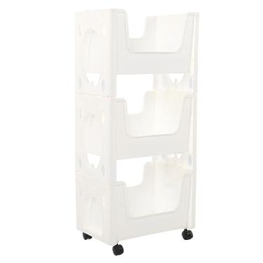 Imagem de Carrinho de armazenamento de grande capacidade | Estante móvel espessada com rodízios traváveis ​​para livros, brinquedos, frascos de temperos | Carrinho organizador versátil para (White)