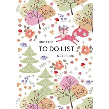 Imagem de Caderno de lista de tarefas sem data: horários de hora em hora | Agenda de lista de verificação diária pequena A5 com principais prioridades | Design fofo de flores de raposa da floresta branco