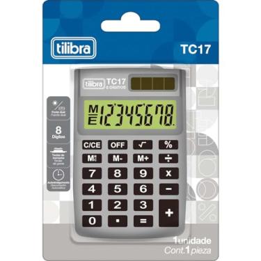 Imagem de Tilibra - Calculadora de Bolso 8 Dígitos Tc17 Cinza, Multicolorido, 1un
