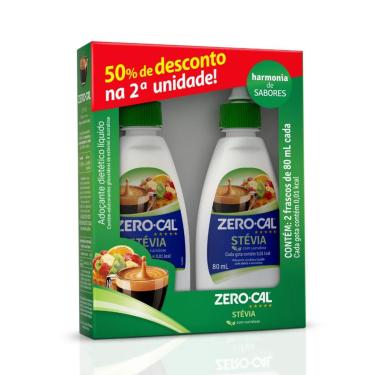 Imagem de Zero Cal Kit Stevia Liquido 2 Frascos Com 80Ml Cada