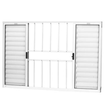 Imagem de Veneziana 6 folhas 1,00x1,00 com grade no alumínio branco