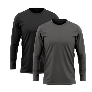 Imagem de Kit 2 Camisetas Manga Longa Proteção Solar Uv50 Ice 1 Preta 1 Chumbo-Masculino