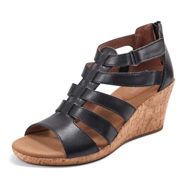 Imagem de Rockport Briah Gladiator feminino, Couro preto, 6 Wide