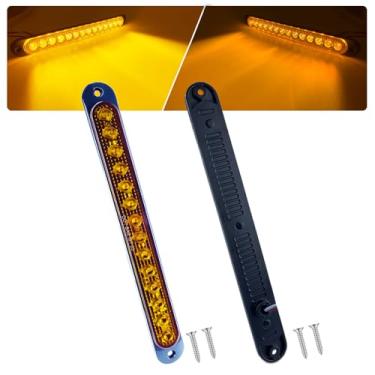 Imagem de XtraGlow Barra de luz traseira LED âmbar 25,4 cm, base de liga de alumínio, marca lateral amarela, luzes traseiras para caminhão e trailer