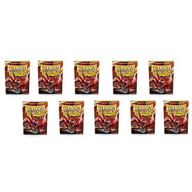 Imagem de 10 Packs Dragon Shield Matte Ruby Standard Size 100 ct Card Sleeves Display Case