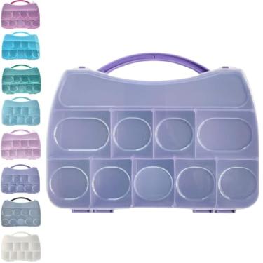 Imagem de Caixa Maleta Organizadora Lilas 10 Divisórias Box Multiuso Com Tampa e Trava Para Organizar Miçanga Bijuteria Artesanato