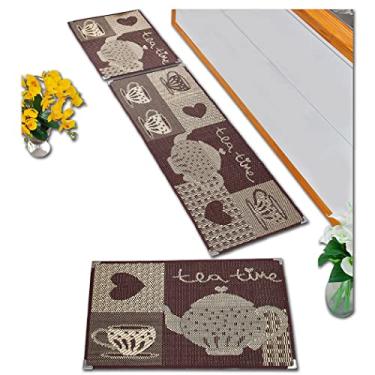 Imagem de Tapetes Lancer Jogo De Tapete Para Cozinha Kit 3 Peças Antiderrapante Sisal Facil Limpar