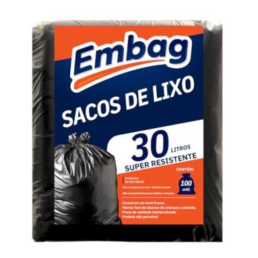 Imagem de Saco para Lixo Resistente Pacote com 100 Sacos Fundo Reforçado (30L 100UN)