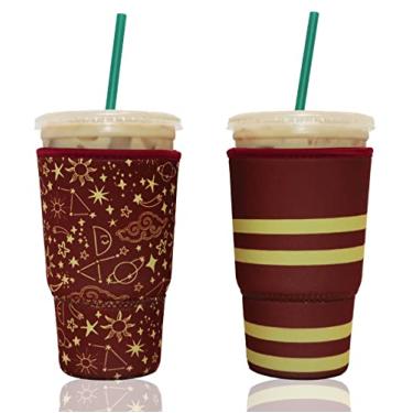 Imagem de Baxendale and Co Mangas isolantes reutilizáveis de neoprene para copos de café gelado e bebidas frias, compatíveis com Starbucks, Dunkin, copos, copos de refrigerante e mais (2 unidades grandes de 946 ml, Red Wanderlust)