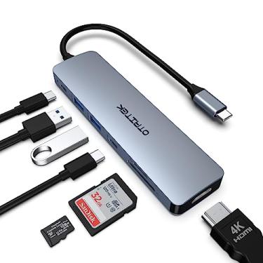 Imagem de OTAITEK Hub USB C, adaptador USB C 7 em 1, porta HDMI 7 em 1 com saída 4K, PD 100W, 2 USB-A 3.0, USB-C 3.0, suporte para cartão SD/TF, compatível com laptop, MacBook Pro/Air Ipad Pro, Surface 8/7