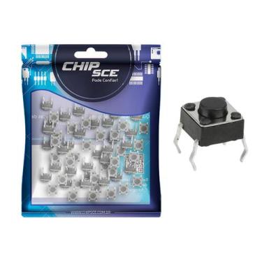 Imagem de 50x Chave Táctil 4 Terminais 6 x 6 x 4,3mm - 180ºGraus - CHIPSCE