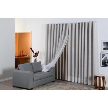 Imagem de Cortina Ge De Linho 4,0 M X 2,5M Sala E Quarto Corta Luz - Confort Con