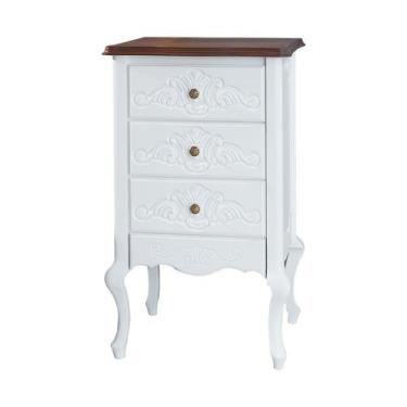 Imagem de Mesa de Cabeceira Decorativa Zahra 3 Gavetas Branco/Imbuía G71 - Gran 