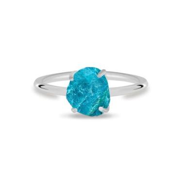 Imagem de Aliança Crisocola - Cristal Natural, Banho Ouro 18k