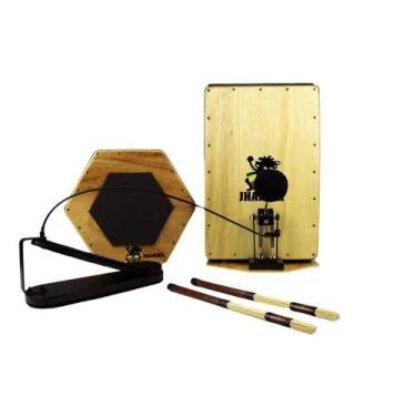 Imagem de Kit Bateria Acústica Cajón, Caixa, Pedal E Baquetas - Jhamma