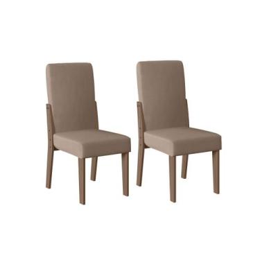 Imagem de Cadeira Sala de Jantar 02 un Dubai Camurça e Amendoa - Celta Móveis