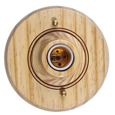 Imagem de Plafonier De Madeira C/ Bocal De Cerâmica Plafon Decorativo Luminária 