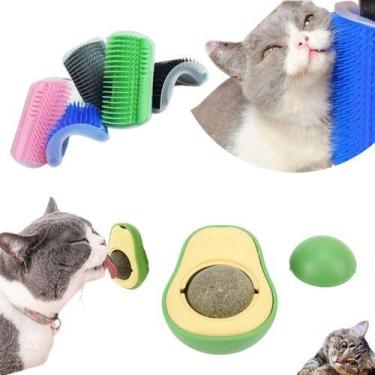 Imagem de Kit 2 Brinquedos Para Gatos Coçador Escova Canto + Abacate Catnip - Ba